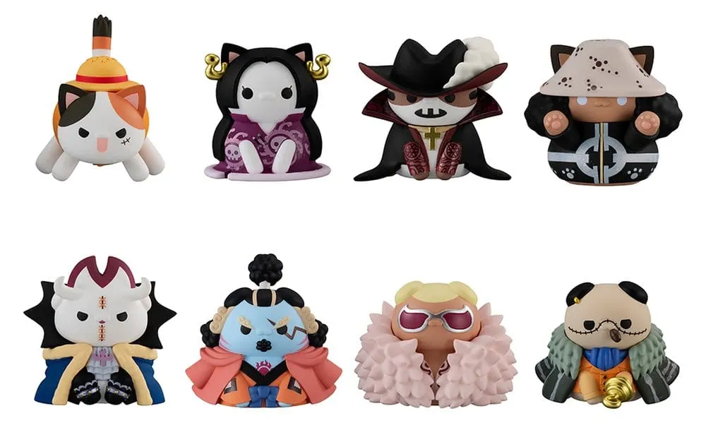 One Piece Mega Cat Project Nyan Piece Nyan! Luffy & the Seven Warlords of the Sea Mini Figures 3 cm Blind Box Display (8) (Repeat)