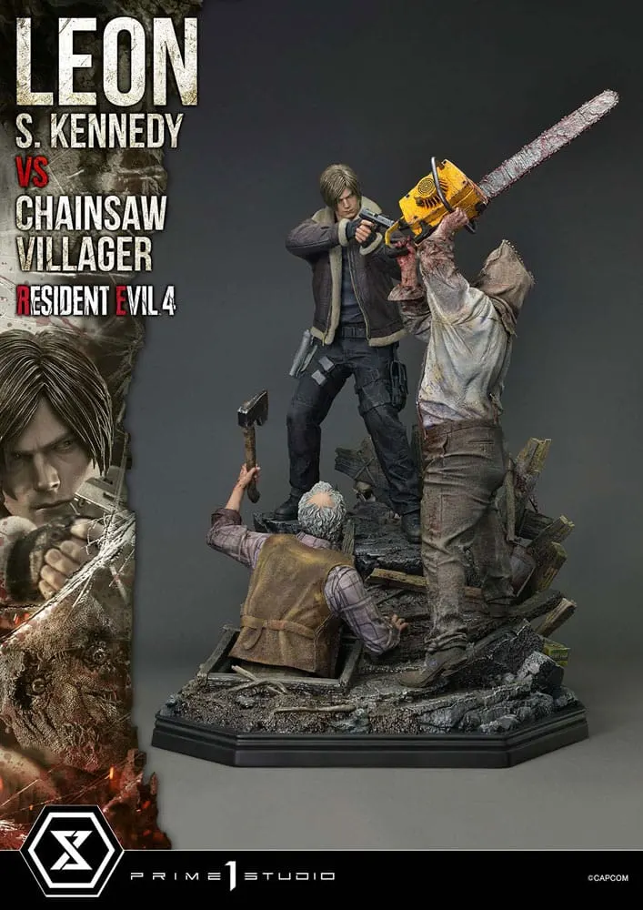 Resident Evil 4 Ultimate Premium Masterline Series Statue 1/4 Leon S. Kennedy vs. Chainsaw Villager 76 cm               