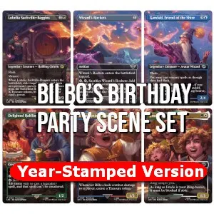 "Bilbo's Birthday Party" Scene Set with Prerelease Stamp