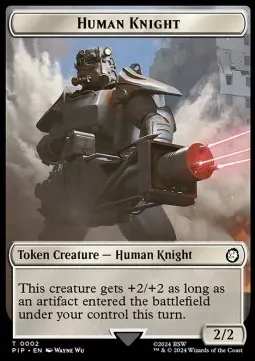 Human Knight Token (W 2/2) // Treasure Token (V.1)
