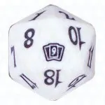 White Ninth Edition D20 Die