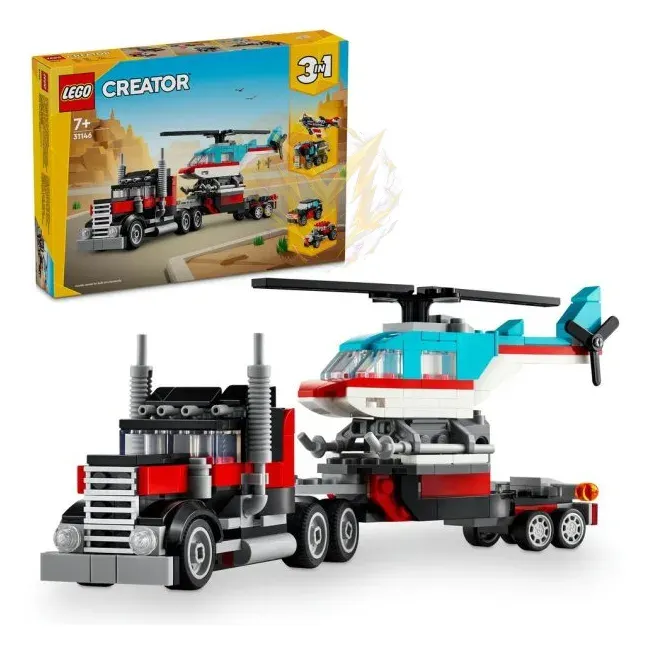LEGO® Creator 3 v 1 31146 Náklaďák s plochou korbou a helikoptéra
