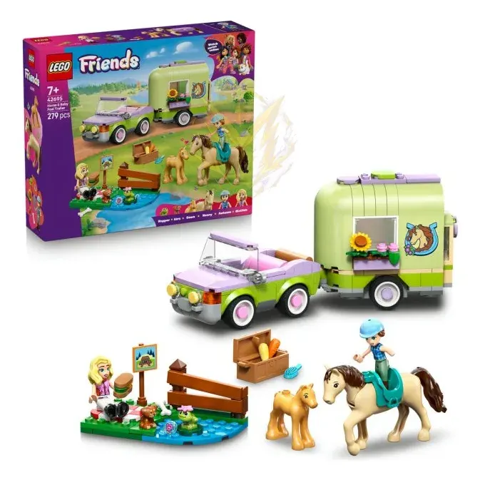 LEGO® Friends 42695 Přívěs s koněm a hříbětem