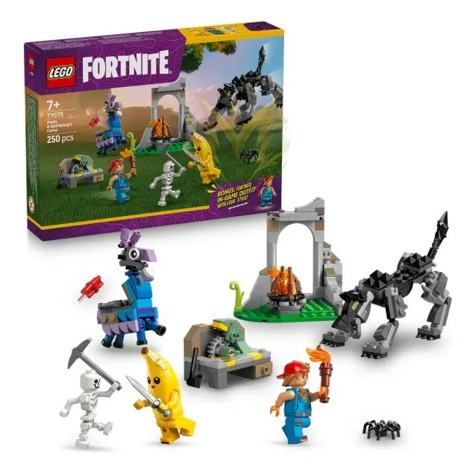 LEGO® Fortnite® 77075 Peely a Sparkplug a jejich tábořiště