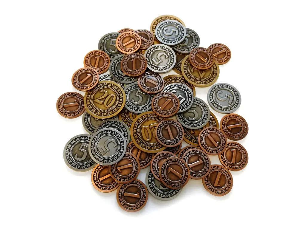 Sada univerzálních kovových mincí (50 ks) (metal coins set, 25x 1, 15x 5 a 10x 20)