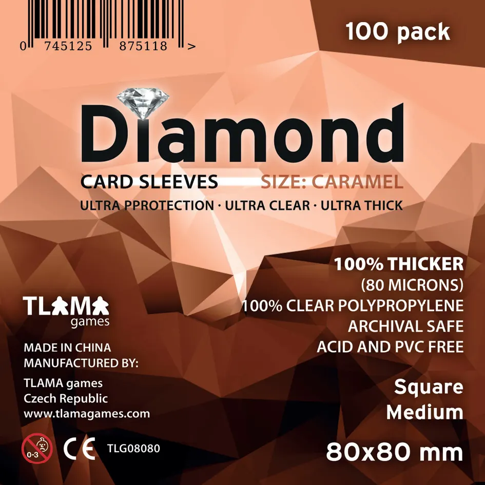 Obaly na karty Diamond Caramel: Square Medium (80x80 mm) (80 mikronů, 100 ks)