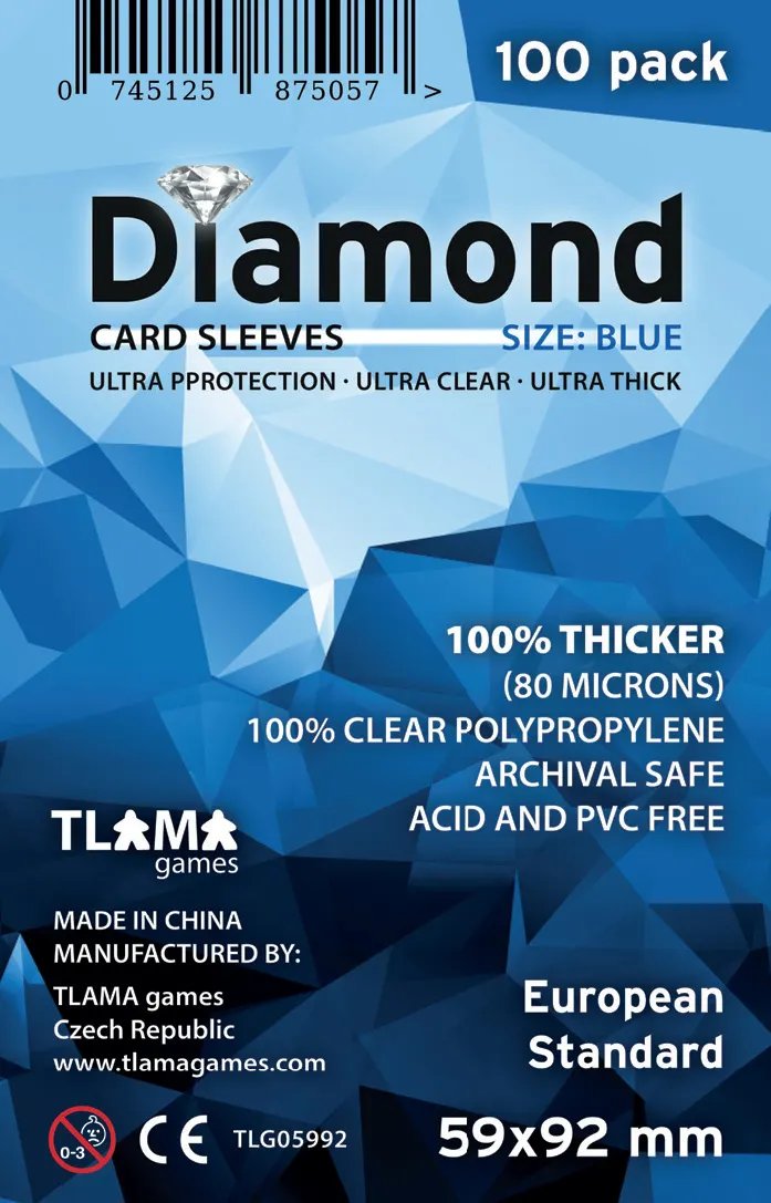 Obaly na karty Diamond Blue: European Standard (59x92 mm) (80 mikronů, 100 ks)
