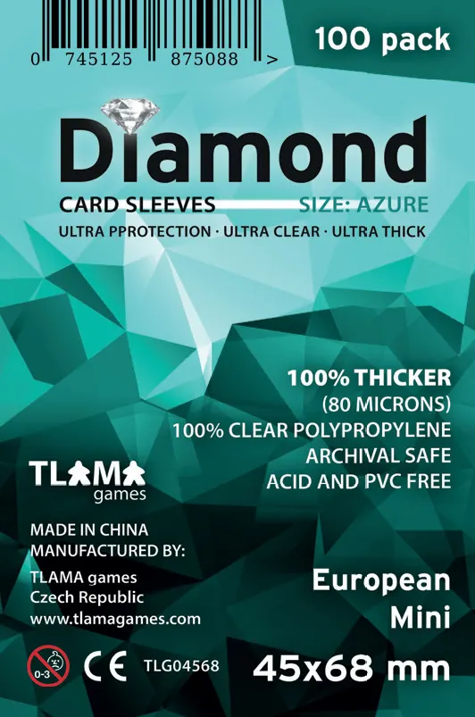 Obaly na karty Diamond Azure: European Mini (45x68 mm)  (80 mikronů, 100 ks)